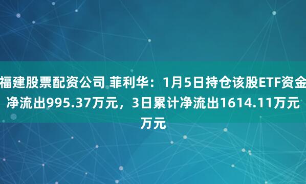 福建股票配资公司 菲利华：1月5日持仓该股ETF资金净流出995.37万元，3日累计净流出1614.11万元
