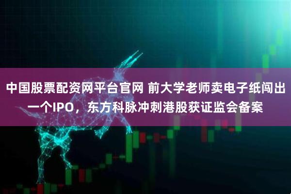 中国股票配资网平台官网 前大学老师卖电子纸闯出一个IPO，东方科脉冲刺港股获证监会备案